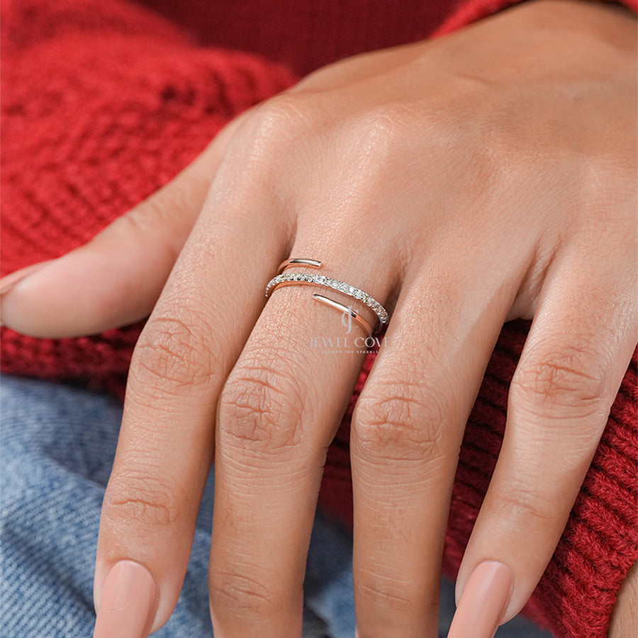Stylish Spiral Round Lab Grown Band | IGI Certified | E-F Color | VVS- VS Clarity