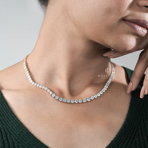 Round Moissanite Tennis Necklace | IGI Certified | E-F Color | VVS- VS Clarity | White Gold 14K