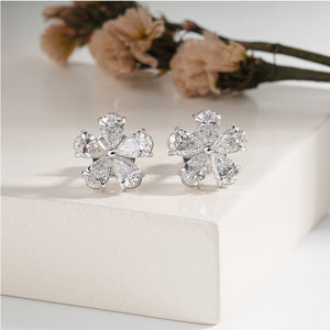 2.5ctw Pear Cut Moissanite Diamond Flower Style Stud Earrings, EF Color, VVS-VS Clarity