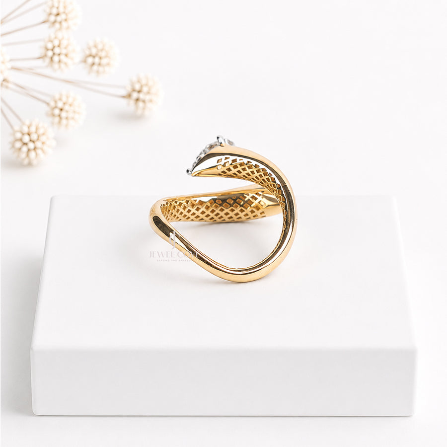 Pear Open Cuff Wedding Ring | 14K Yellow Gold | Lab Grown Diamonds | IGI Certified