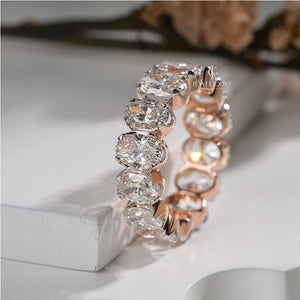 7CT Oval Moissanite Eternity Band | Rose Gold | IGI Certified | E-F Color | VVS- VS Clarity