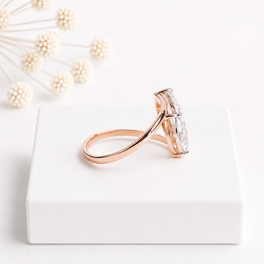 Two Marquise Solitaire Lab Diamond Engagement ring | Lab Grown Diamonds | IGI Certified