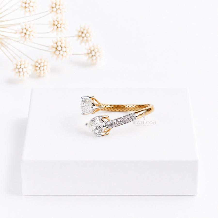 Open Cuff Pear Lab Diamond Ring | 14K Rose Gold | Lab Grown Diamonds | IGI Certified
