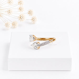 Open Cuff Pear Lab Diamond Ring | 14K Rose Gold | Lab Grown Diamonds | IGI Certified