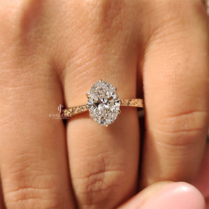 Oval Lab Diamond with Solitaire Hidden Gemstone Ring | IGI Certified