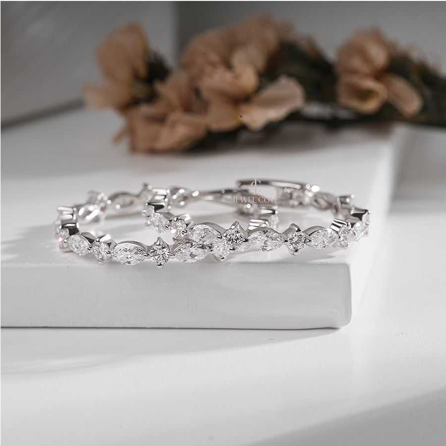 Elegant Hoop Earrings for Women – Sparkling White Gold Statement Jewelry