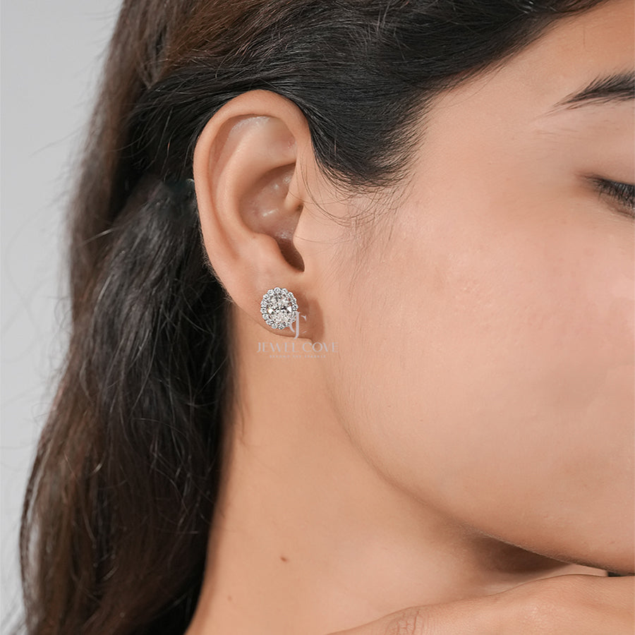 Timeless Oval Diamond Halo Earrings – 2.80 Carats