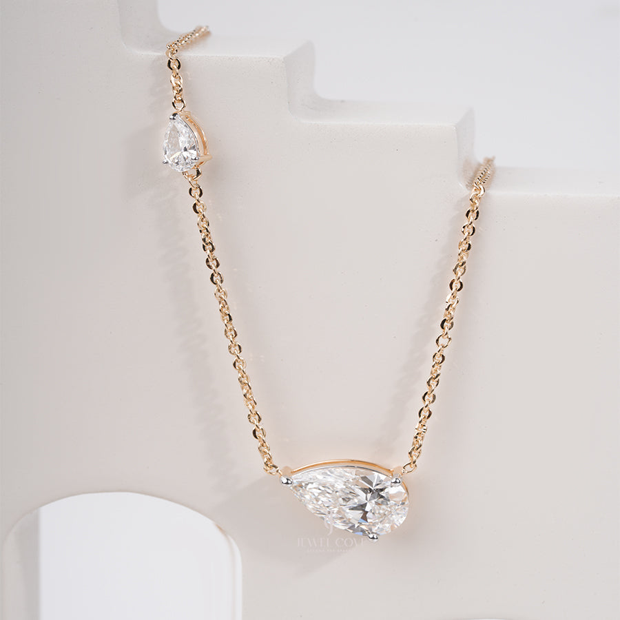 Solitaire Pear Lab Grown Diamond Wedding Pendent for Wedding Gift Attached Chain