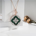 Elegant Green Pendant Necklace with Diamond Accents on Model (ONLY PENDENT)