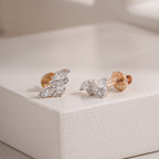 Marquise & Round Moissanite Diamond Cluster Stud Earrings, Cluster Diamond Stud