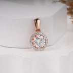 1 Carat Round Diamonds Halo Pendant (Only Pendent)