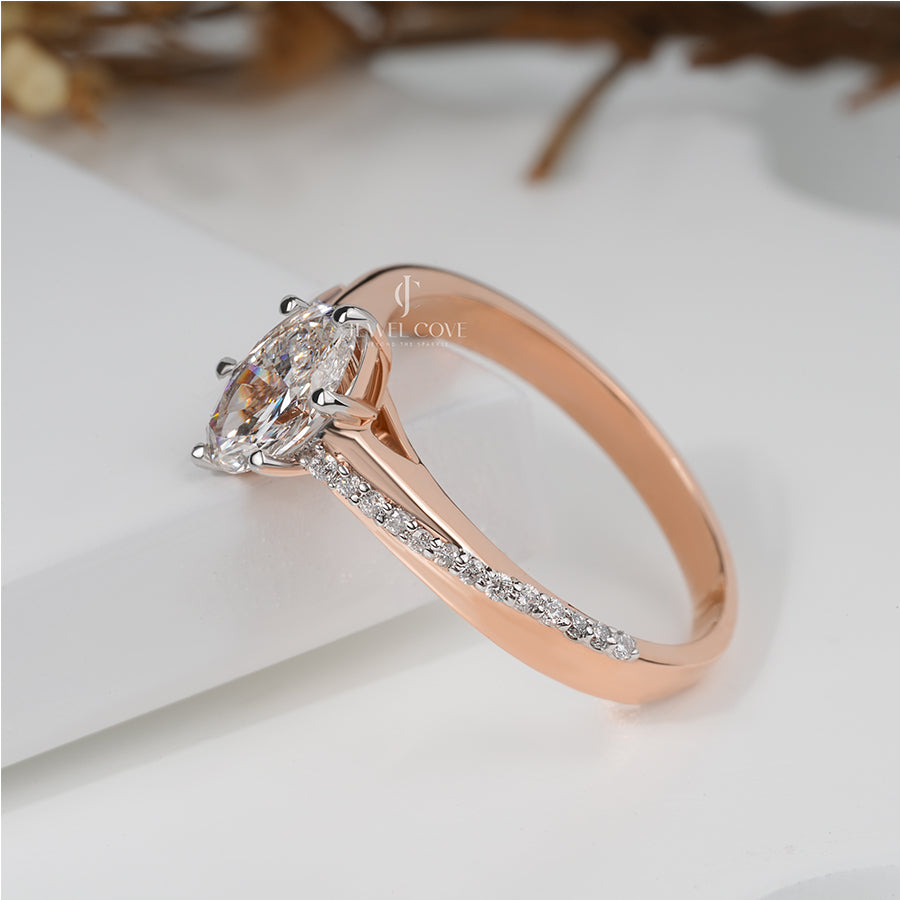 1.30ctw Oval Lab Diamond Engagement Ring | 1.25ct Center + Side Stones | IGI Certified