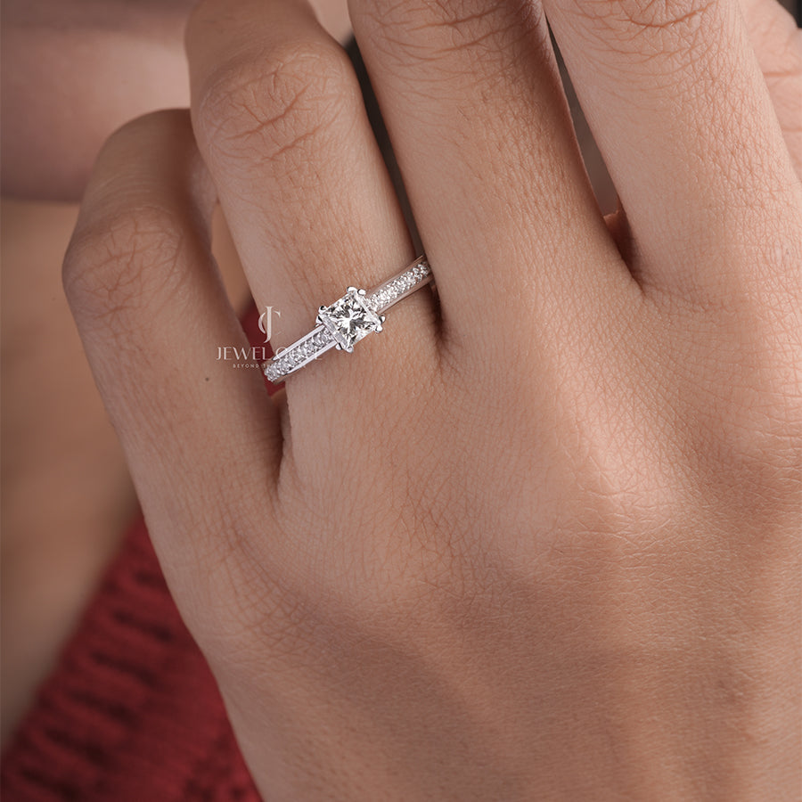 Princess Lab Grown Diamond Cathedral Engagement Ring | EF Color | VVS–VS Clarity | IGI Certified