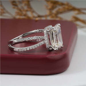 4CT Emerald Moissanite Diamond Engagement Ring For Her, E-F Color, VVS/VS Clarity, IGI Certified