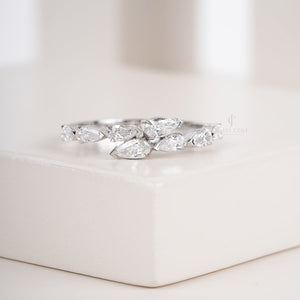 Pear Moissanite Eternity Solid Gold Wedding Band | IGI Certified