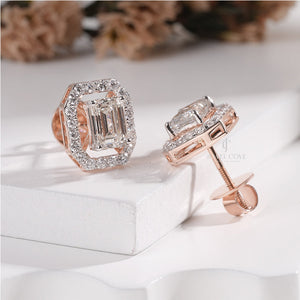 2.56CTW Emerald Cut Lab Grown Diamond Stud Earrings, EF Color, VVS-VS Clarity, IGI Certified
