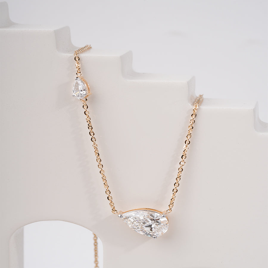 Solitaire Pear Lab Grown Diamond Wedding Pendent for Wedding Gift Attached Chain