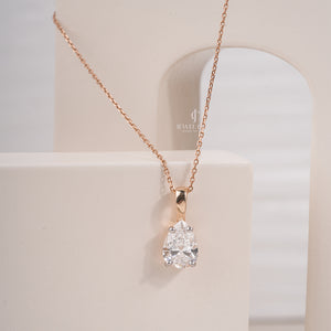 1.5ct Pear Solitaire Lab Grown Diamond Pendant in Yellow Gold | IGI Certified