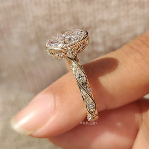 Oval Bezel Engagement Ring with Milgrain | Lab Grown Diamonds | IGI Certified