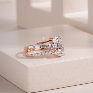 Oval and Pear Lab Stackable Wedding Band | IGI Certified | 14K White Gold Eternity Band