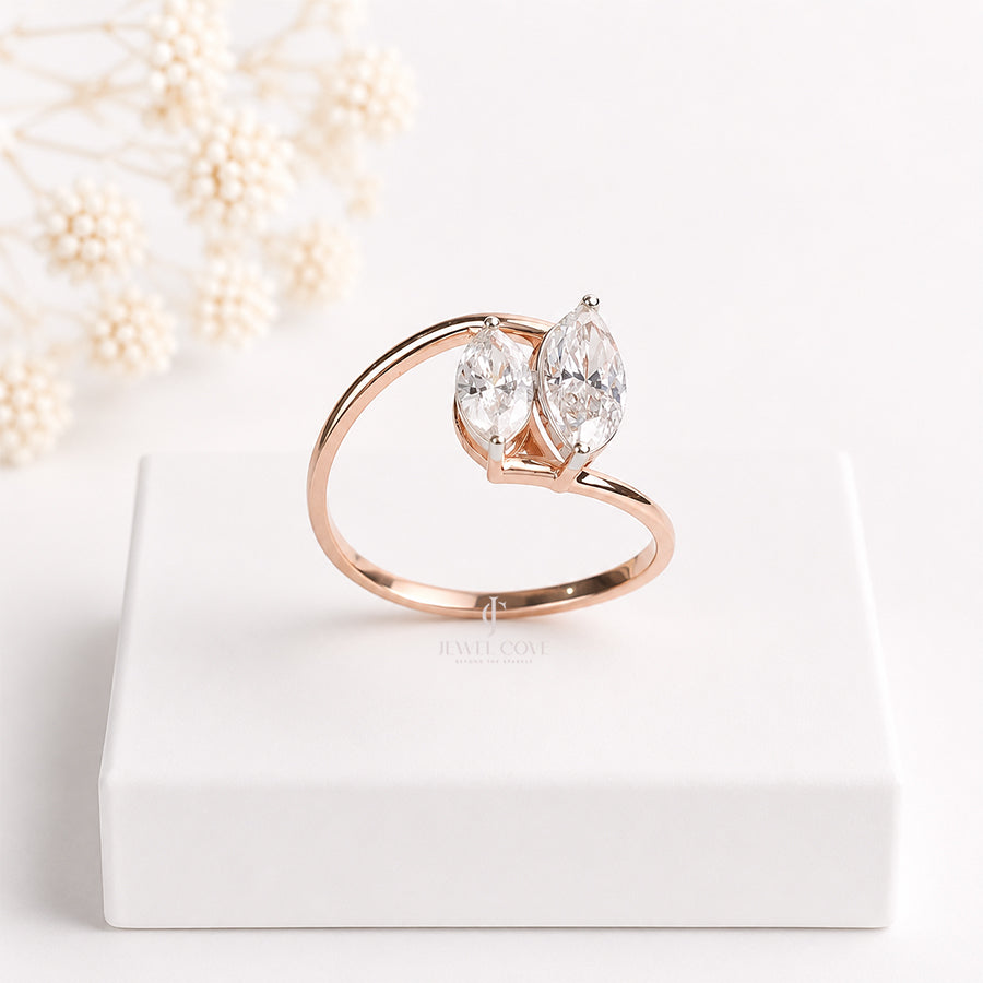 Two Marquise Solitaire Lab Diamond Engagement ring | Lab Grown Diamonds | IGI Certified