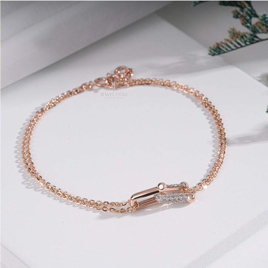 Elegant 0.40 Ct Diamond Safety Lock Bracelet