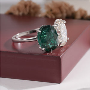 5tcw Oval Two Stone Lab Grown Engagement Ring | IGI Certified | E-F Color | VVS- VS Clarity