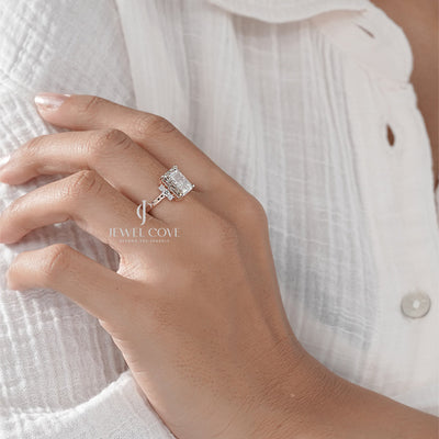 Radiant-Cut Engagement Ring with Round Brilliant Side Accents