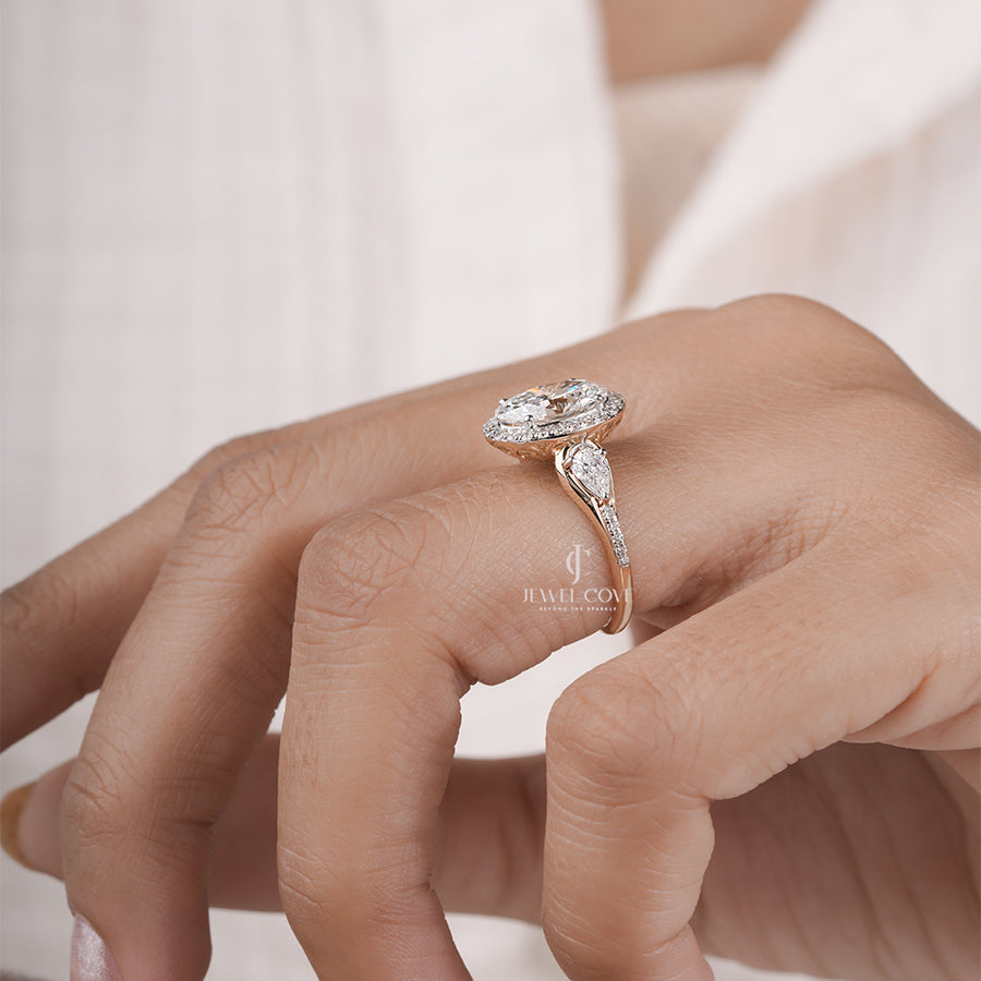 2.5CT Oval Halo Lab Grown Wedding Ring | IGI Certified | E-F Color | VVS- VS Clarity