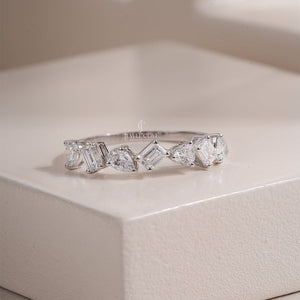 0.75ctw Multi Cuts Moissanite Diamond Band for Women | IGI Certified