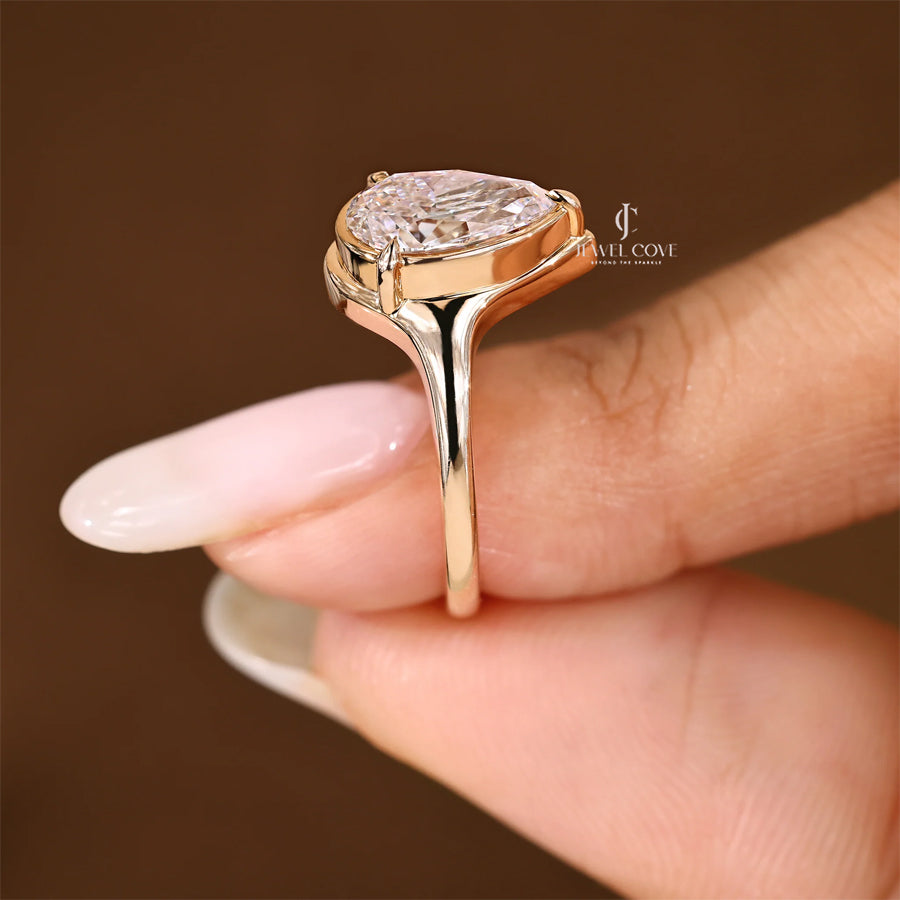 Pear Cut Diamond Ring in Solitaire Setting Lab-Grown Diamond Ring | IGI Certified