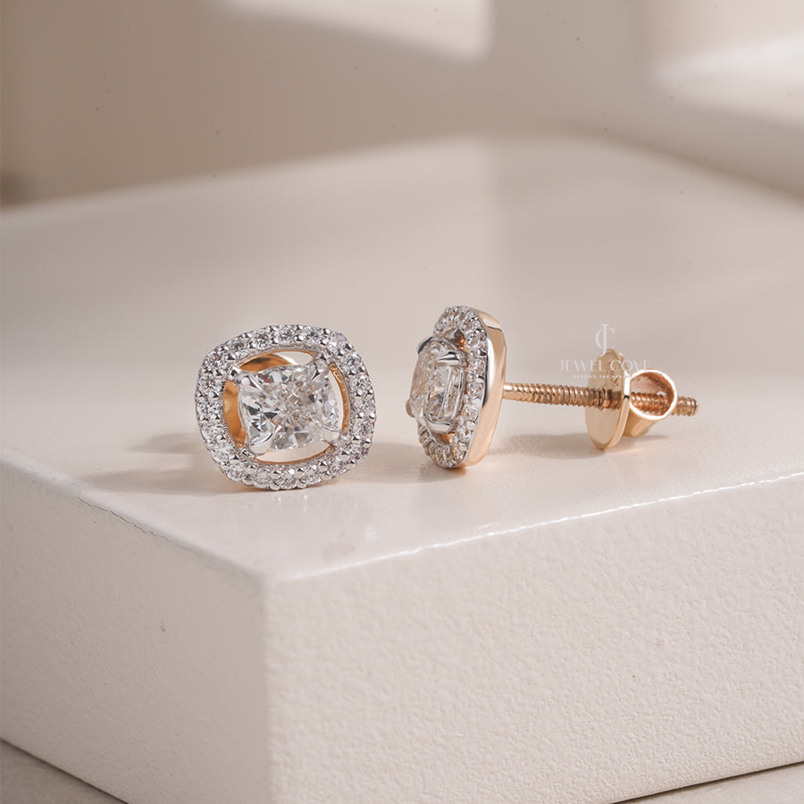 Cushion Lab Grown Diamond Halo Stud Earrings for Any Occasion Stud For Wedding Stud