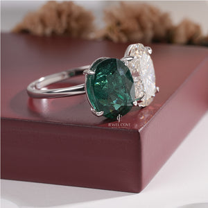 5tcw Oval Two Stone Lab Grown Engagement Ring | IGI Certified | E-F Color | VVS- VS Clarity