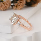 Three-Stone Princess-Cut Diamond with Round Side Diamond Ring