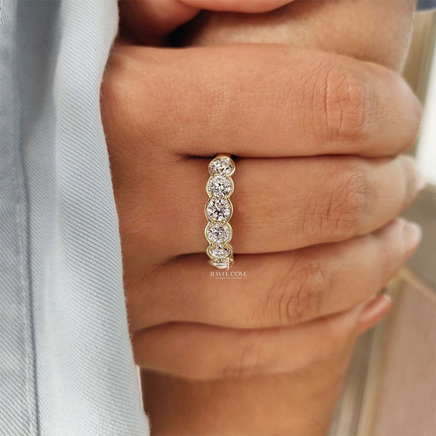 6 Stone Half Eternity Wedding Band | Lab Grown Diamond | IGI Certified
