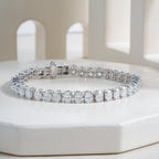 Elegant Oval Cut Lab Grown Diamond Tennis Bracelet in White Gold, Timeless Luxury Jewelry Design