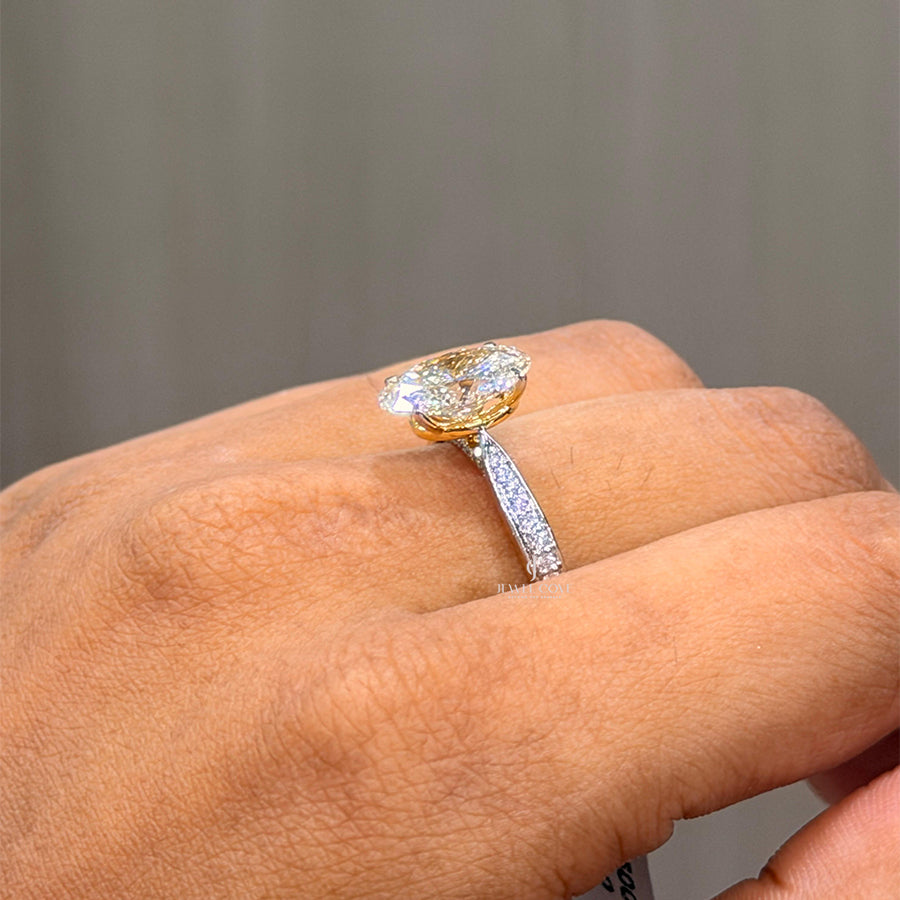 3CT Oval Solitaire Cathedral Setting Ring | Lab Grown Diamonds | IGI Certified