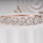 Oval Shape Diamond Halo Bangle Bracelet