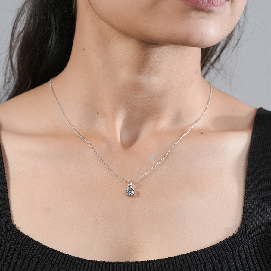 Solitaire Round Lab Grown Pendent | IGI Certified | Round Solitaire | VVS- VS Clarity | White Gold 10K
