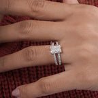 Radiant And Round Diamond Tinsel Engagement Ring