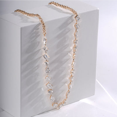6.50 Carat Multi-Cut Diamond Necklace in 18K Rose Gold