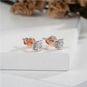 Two-Tone Gold Lab Diamond Studs For Her | EF Color | VVS-VS Clarity | IGI Certified