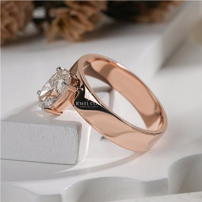 Sophisticated Oval-Cut Diamond Solitaire Engagement Ring