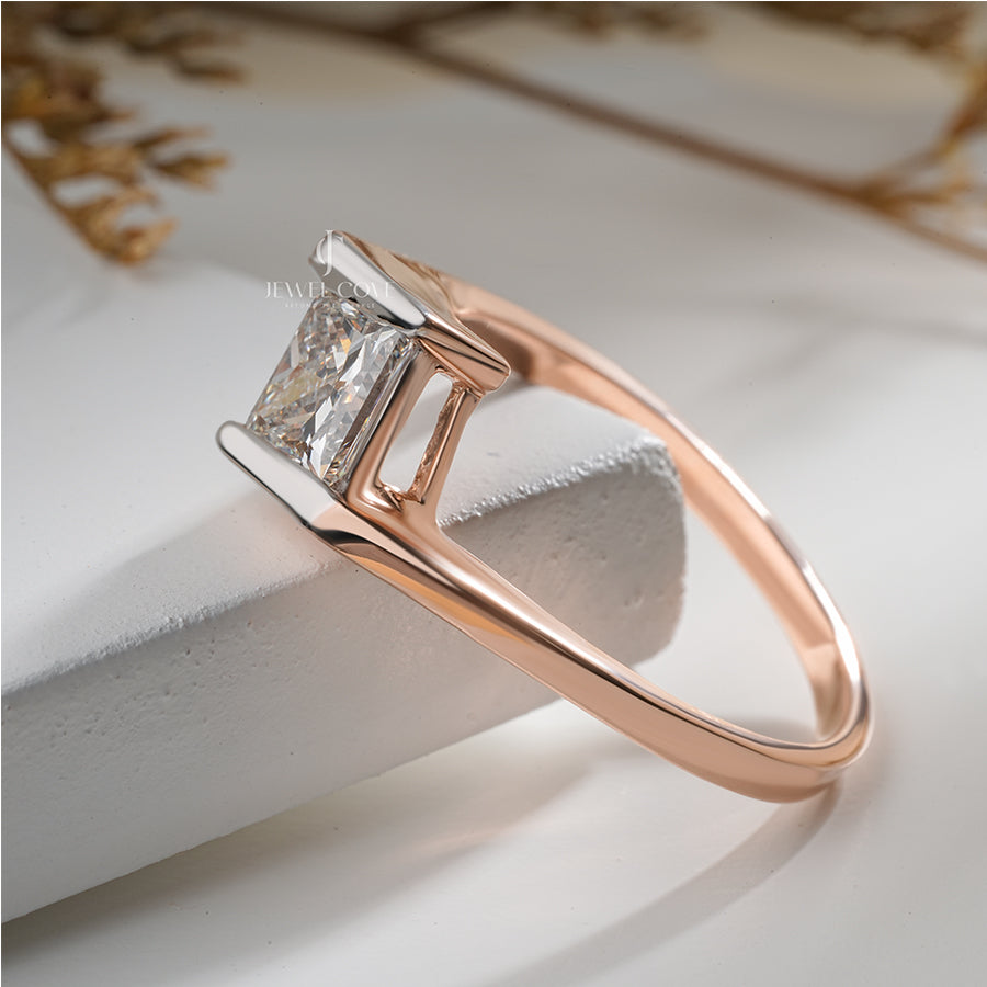 0.8CT Princess Solitaire Lab-Grown Shank Style Engagement Ring | IGI Certified | E-F Color | VVS- VS Clarity