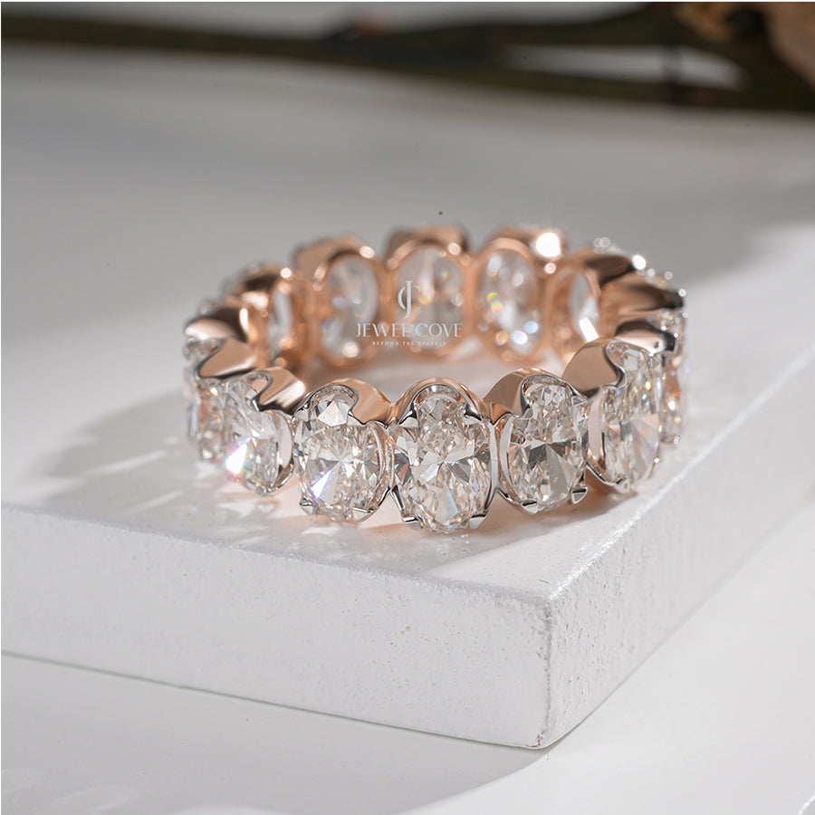 7CT Oval Lab Grown Eternity Band | Rose Gold | IGI Certified | E-F Color | VVS- VS Clarity