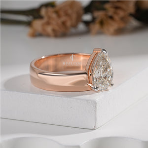 2CT Pear Lab Grown Diamond Engagement Ring | 3 Claw Solitaire | IGI Certified