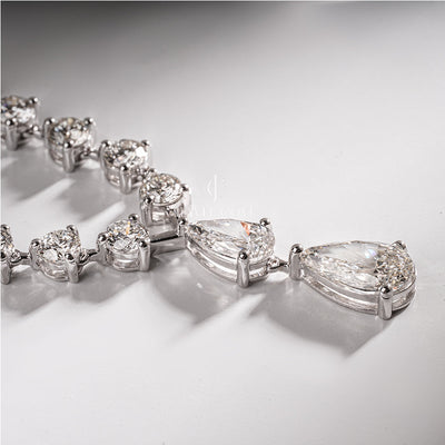 Fancy Lab Grown Diamond Drop Necklace Round And Pear Cut
