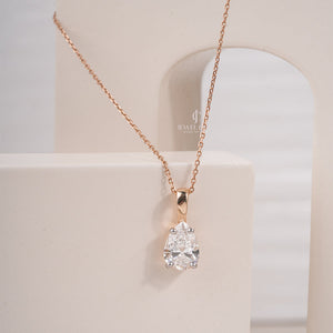 1.5ct Pear Solitaire Lab Grown Diamond Pendant in Yellow Gold | IGI Certified