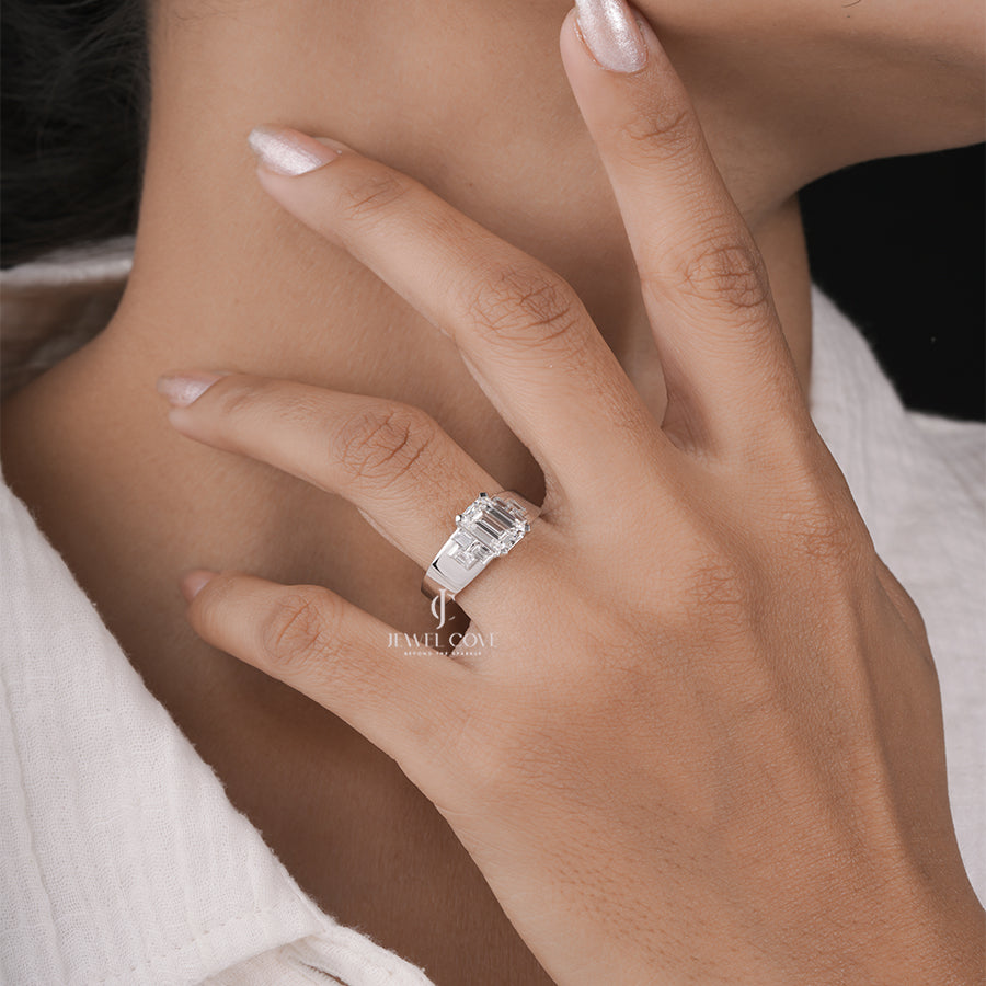 2.71ctw Emerald Lab Grown Half Eternity Stackable Matching Band | IGI Certified