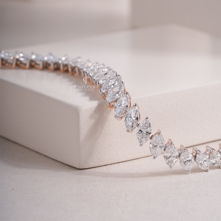 Exquisite Marquise Cut Lab Grown Diamond Bracelet Wedding Jewelry Collection, Engagement Bracelet